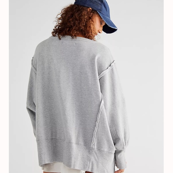 Free People Gray Oversized Sweatshirt - Picture 3 of 8